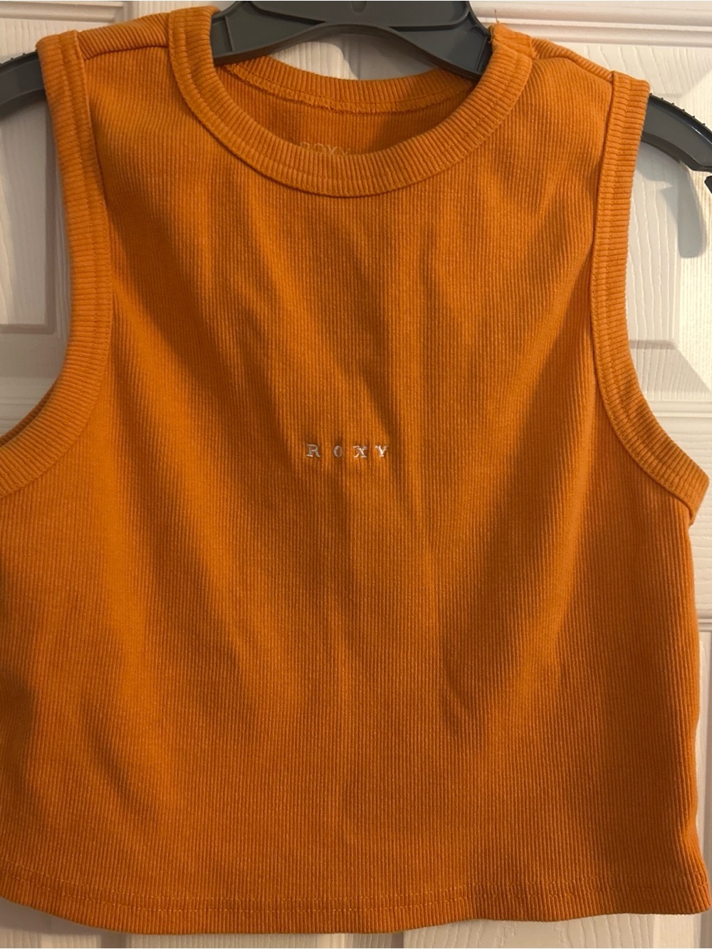 Roxy Ribbed Crop Tank Top - Orange